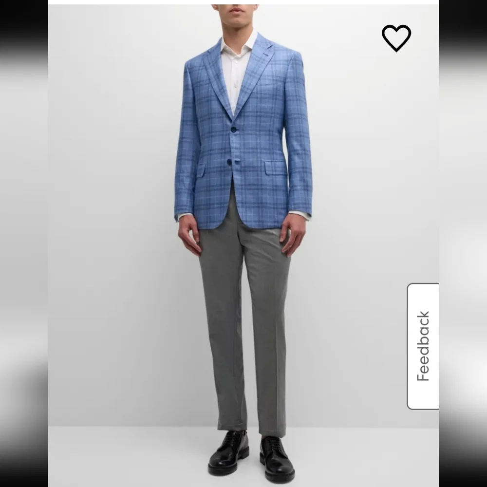 Brioni Men's Plaid Blazer Blue and Gray - Picture 11 of 12
